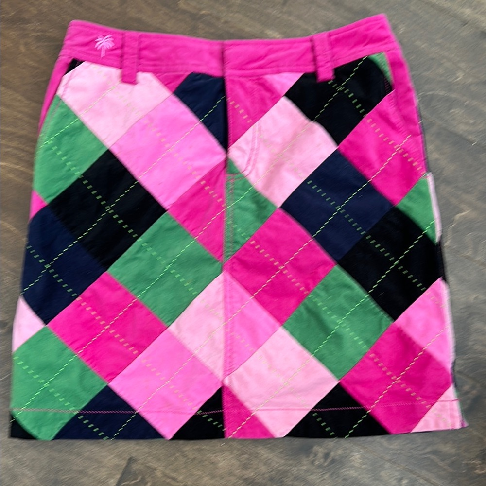 Lilly Pulitzer Pink Green Plaid Mini Skirt Resort Wear